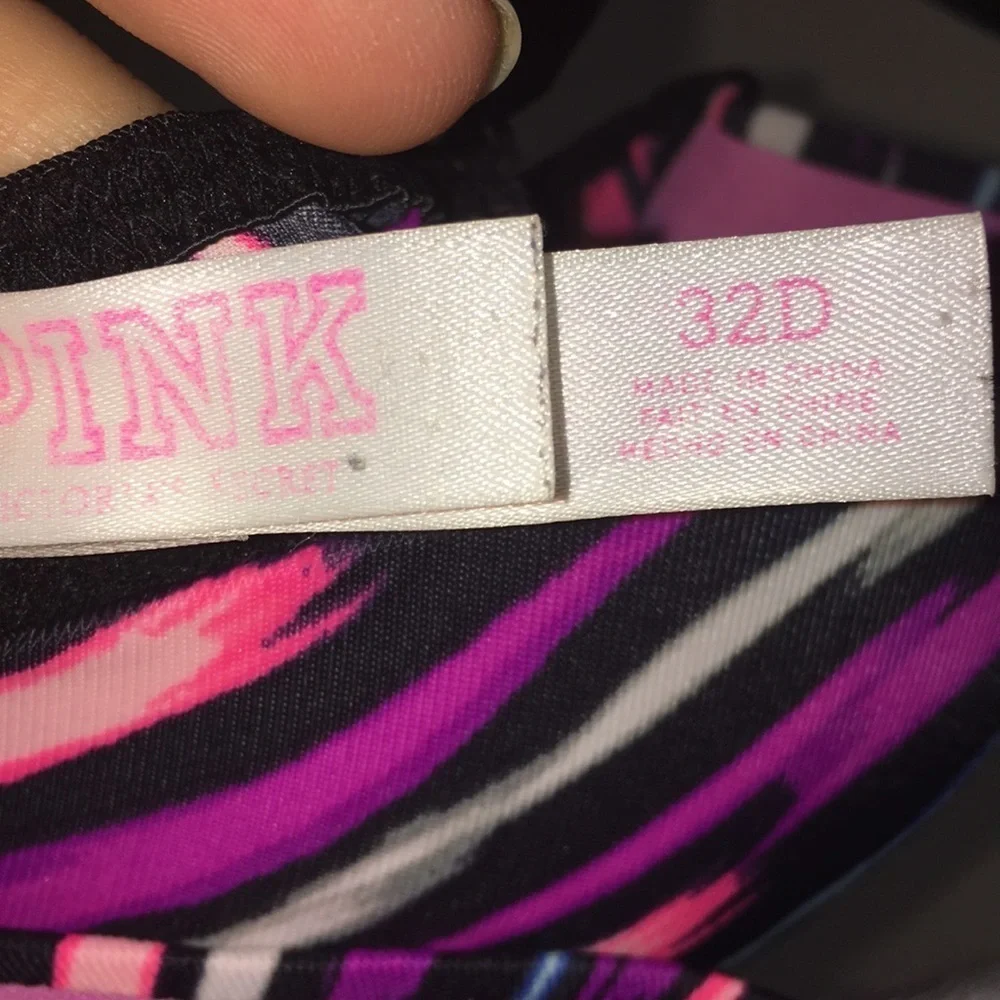 Victoria’s Secret PINK colorful bra sz 32D paint slash bra comfy bra adjustable - Picture 6 of 6